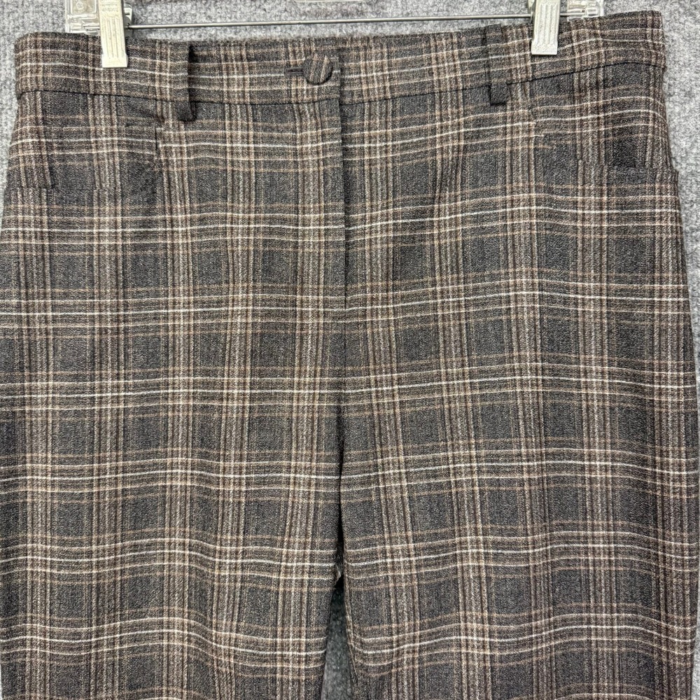 Theory Pants Womens 10 Brown Auburn Plaid Straight Wool Trousers Career Workwear - Picture 11 of 13